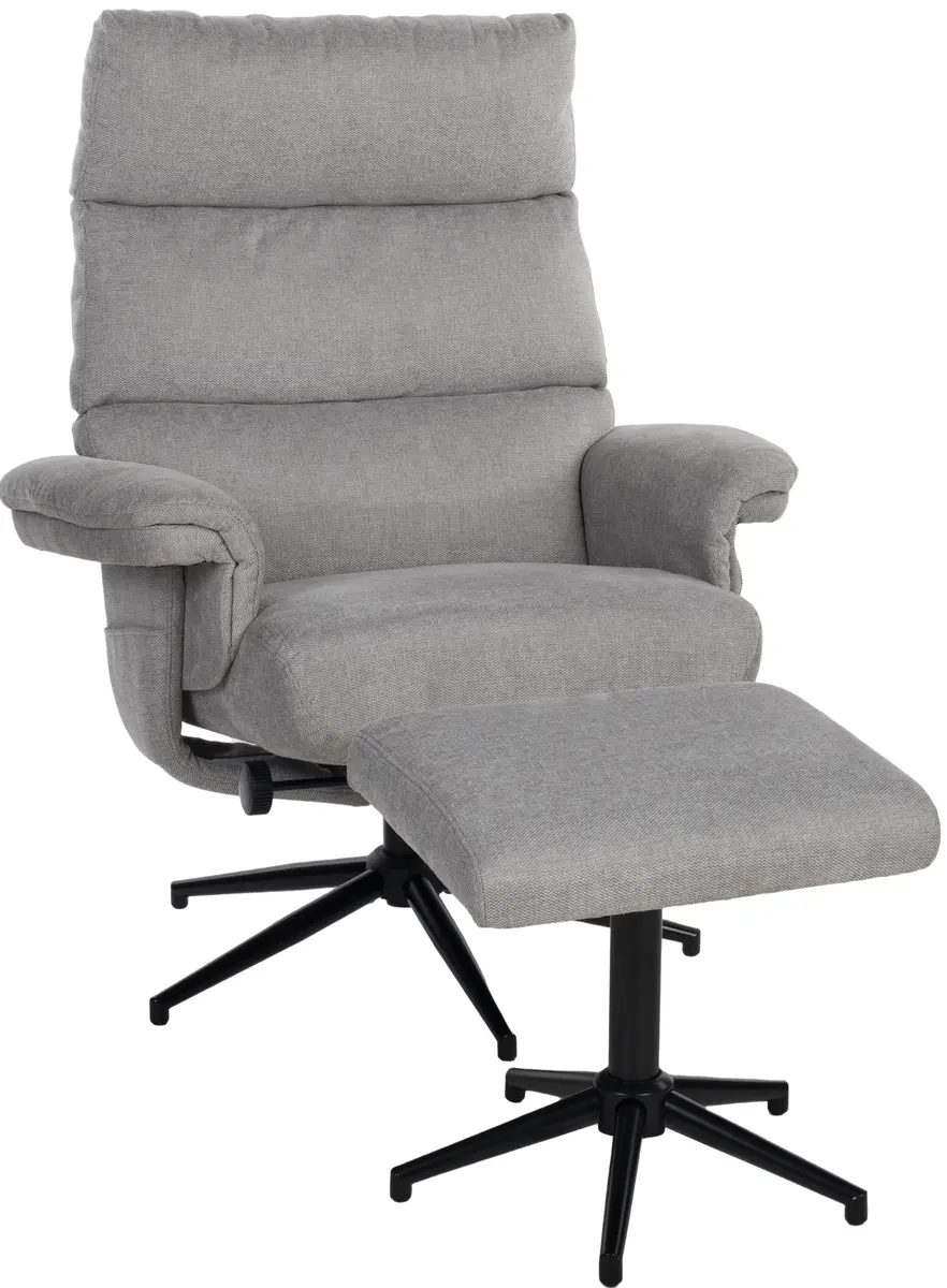 Relaxsessel mit Hocker - drehbar, Relaxfunktion, Webstoff, Steingrau