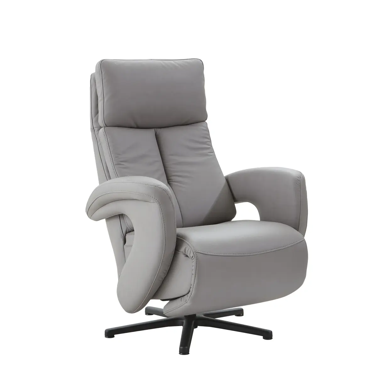 Relaxsessel Sitz.Konzept 4.0 - Größe M, Fußteil und Rückenlehne verstellbar (manuell), Leder, Grau