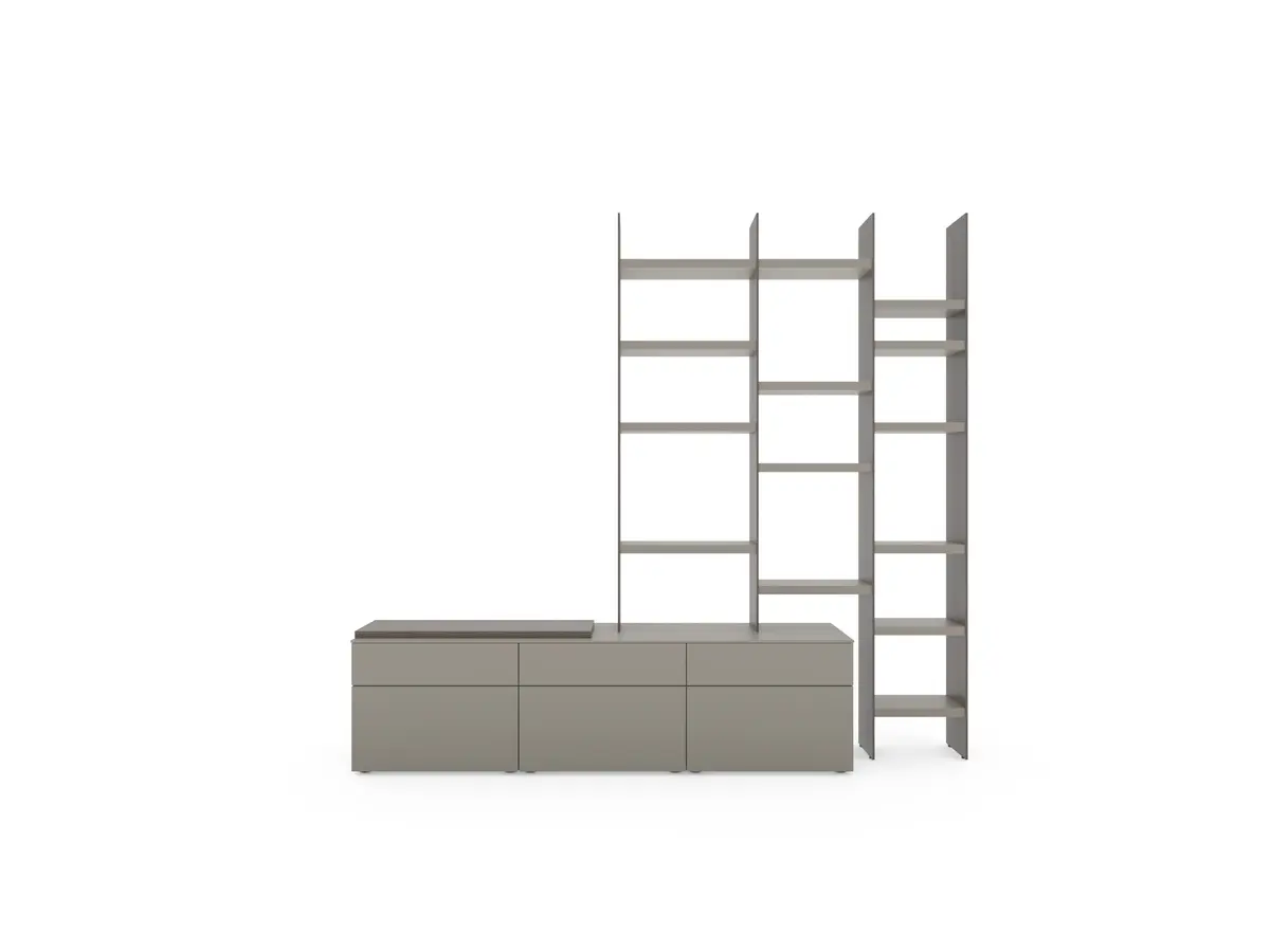 Wohnwand 3900 - Lack matt, hellgrau