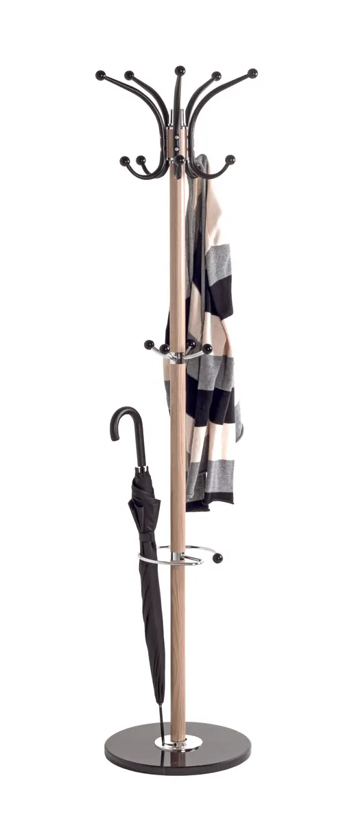 Garderobenständer - Ø/H ca. 40x175 cm, Eiche Nachbildung, Schwarz