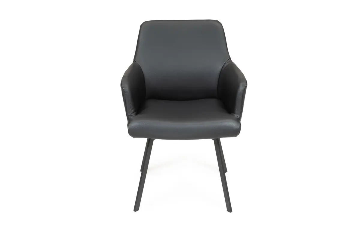 Armlehnstuhl - Leder, Schwarz