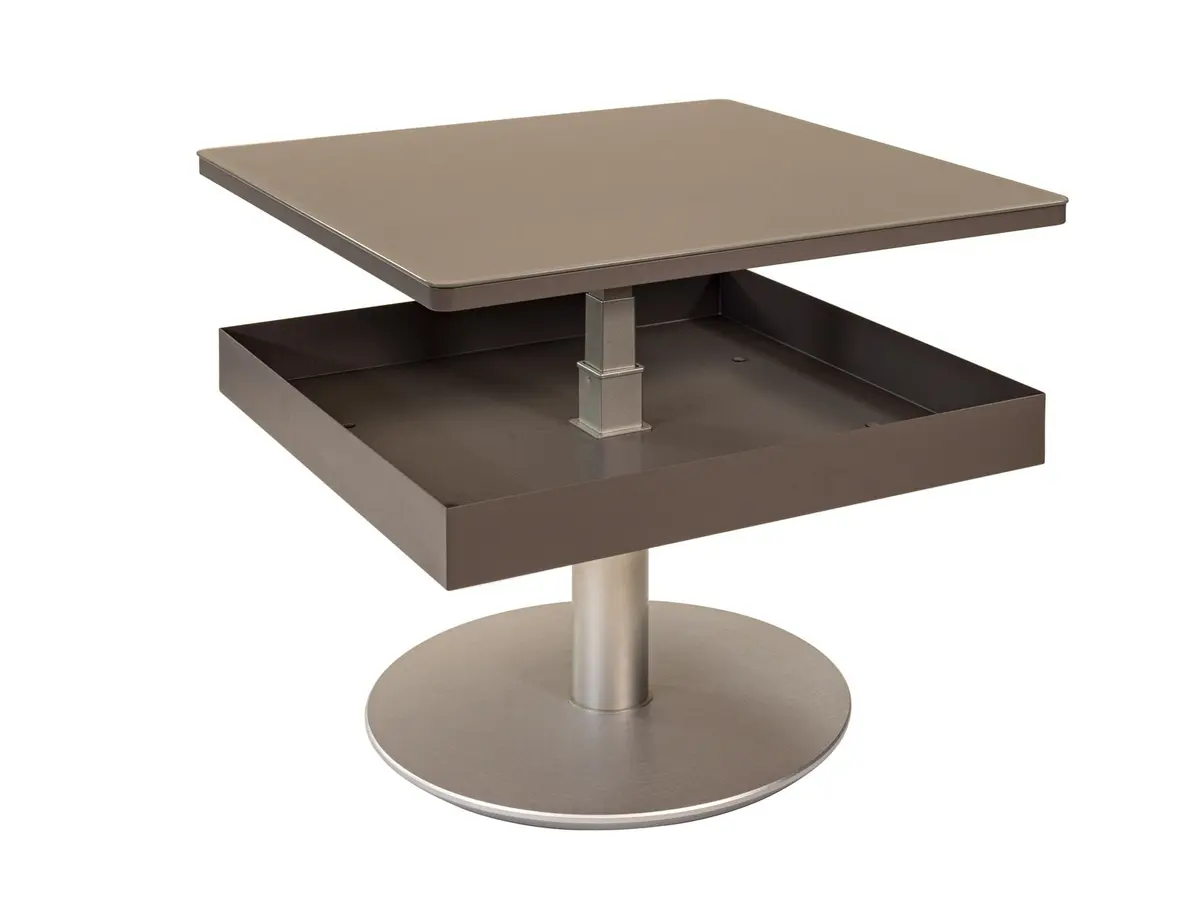 Couchtisch - Optiwhite Satinato Beigegrau B/H/T ca. 67/67/44-62