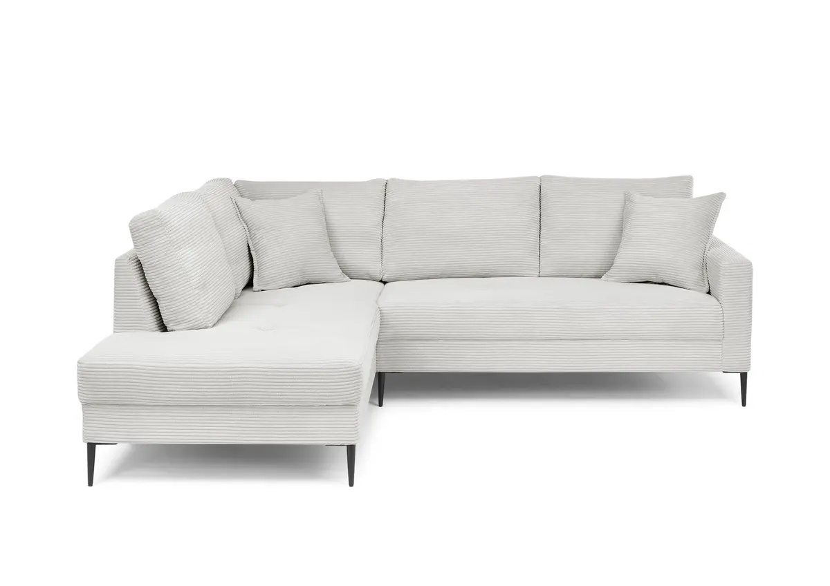 Ecksofa - Ecke links, 3-Sitzer, Stoff, Hellgrau