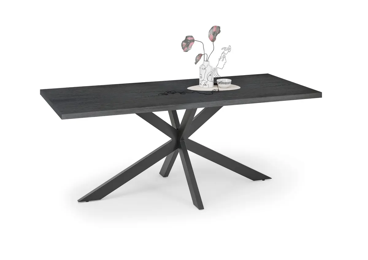 Esstisch - LB ca. 200x100 cm, Schwarzstahl, Schwarz
