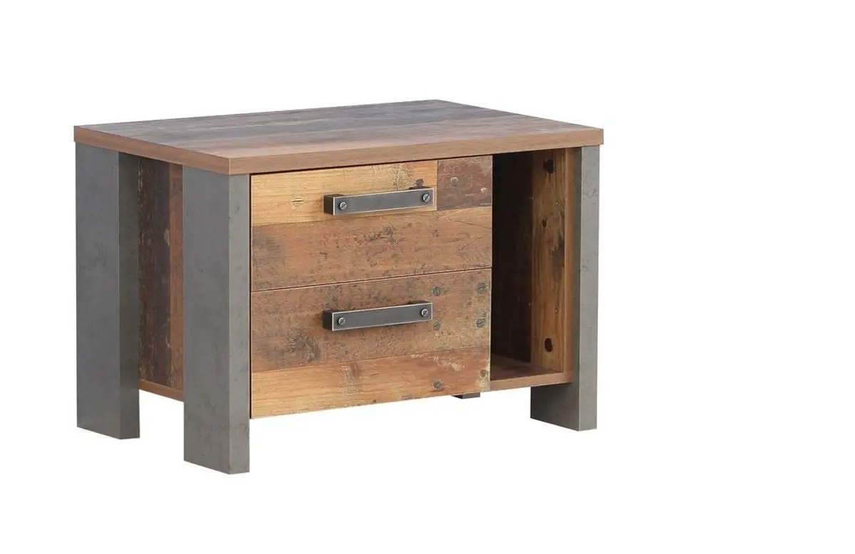 Nachtkommode FEA - Old Wood Vintage Dekor, Betonoptik Dunkelgrau