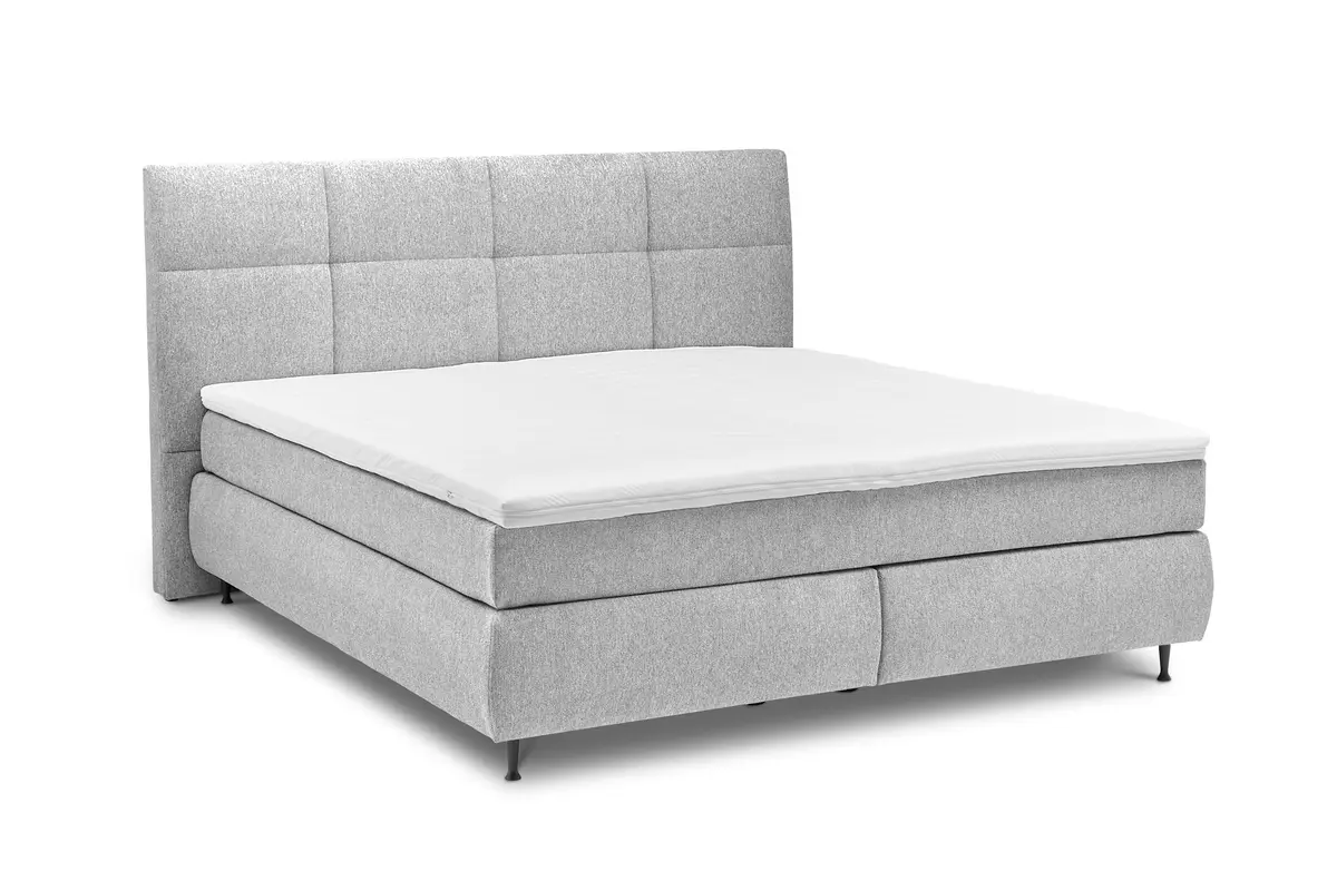  Boxspringbett ALICA- Liegefläche ca. 180x200 cm, Stoff, Hellgrau