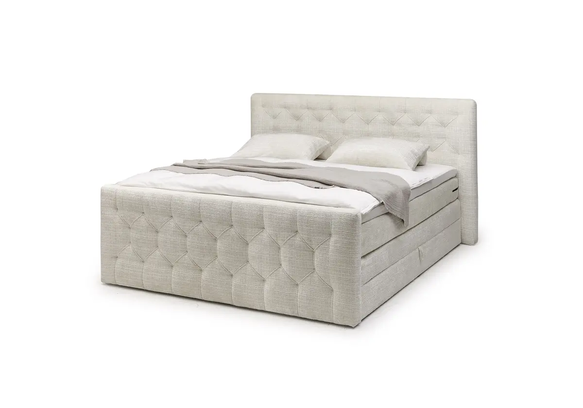 Boxspringbett- Liegefläche ca. 180x200 cm, Stoff, Creme