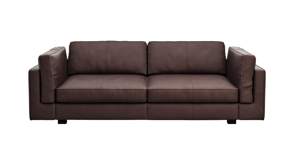 Sofa Aprino 3 - 3,5-Sitzer XXL, Dickleder, Dunkelbraun, Armlehne Kissen