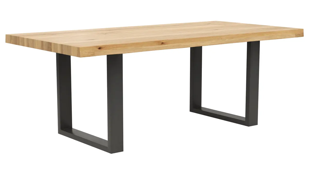 Esstisch Clifton - LB ca. 200x100 cm, Wildeiche massiv, Schwarz verfüllt