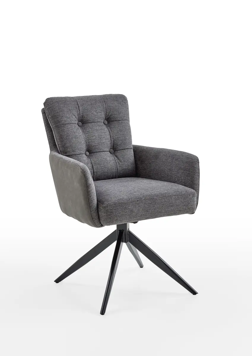 Armlehnenstuhl - Stoff, Grau, drehbar