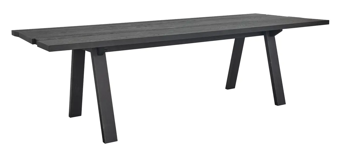 Esstisch Mileto - LB ca. 220 x 100 cm, Asteiche massiv, Schwarz, Naturdesignplatte