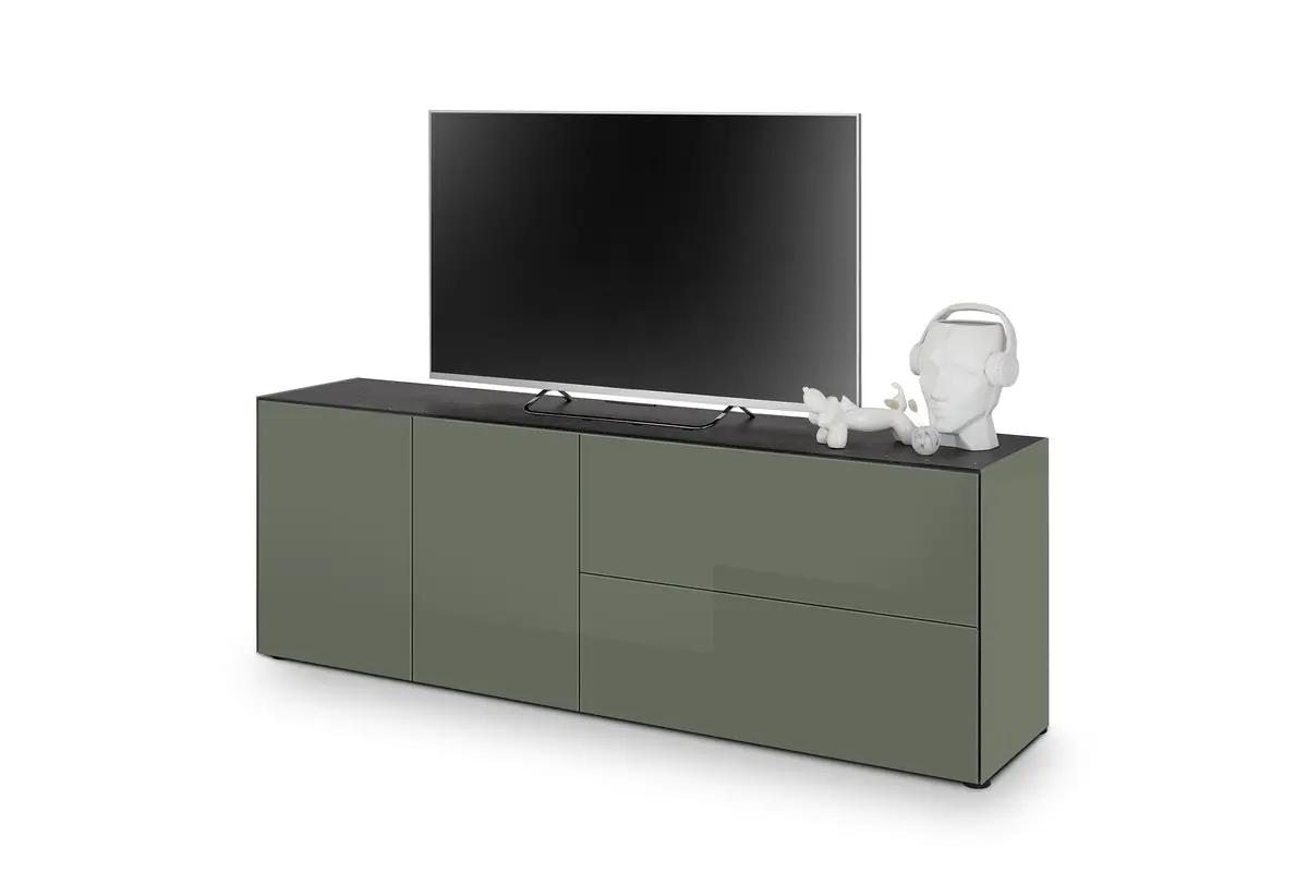 Lowboard - B ca. 181 cm, Olivgrün, Keramikoptik