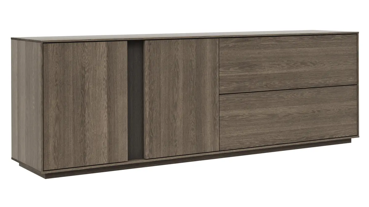 Mediaboard Saratoga - Buche massiv, silbergrau geölt