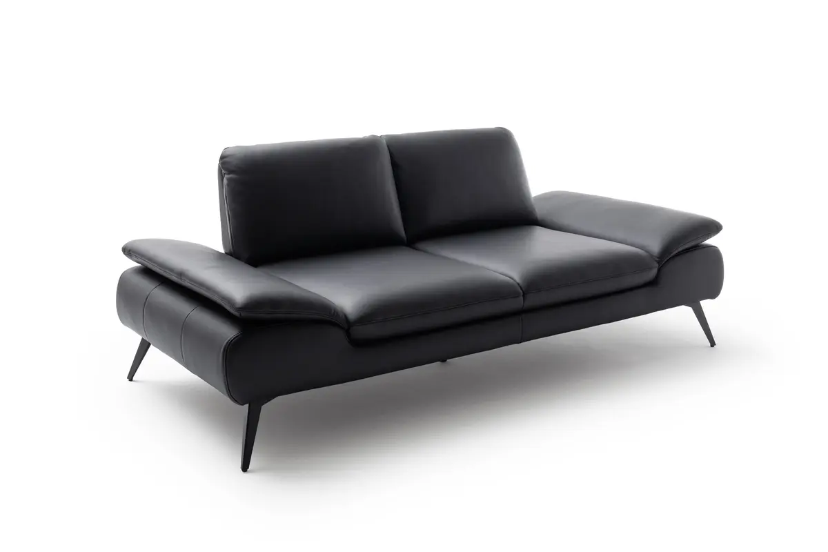 Sofa Collina - 2,5-Sitzer, Leder, Schwarz