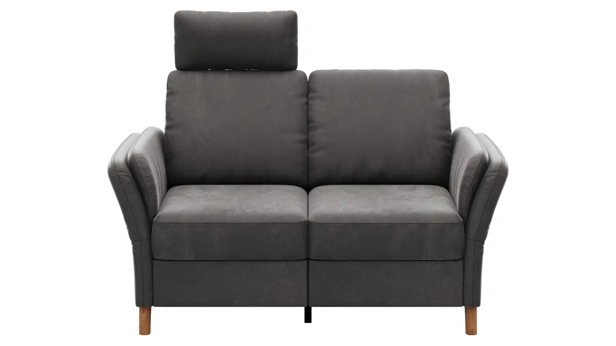 Sofa Vayra - 2-Sitzer, inkl. Relaxfunktion (motorisch) und Kopfstütze verstellbar (manuell), Stoff, Anthrazit