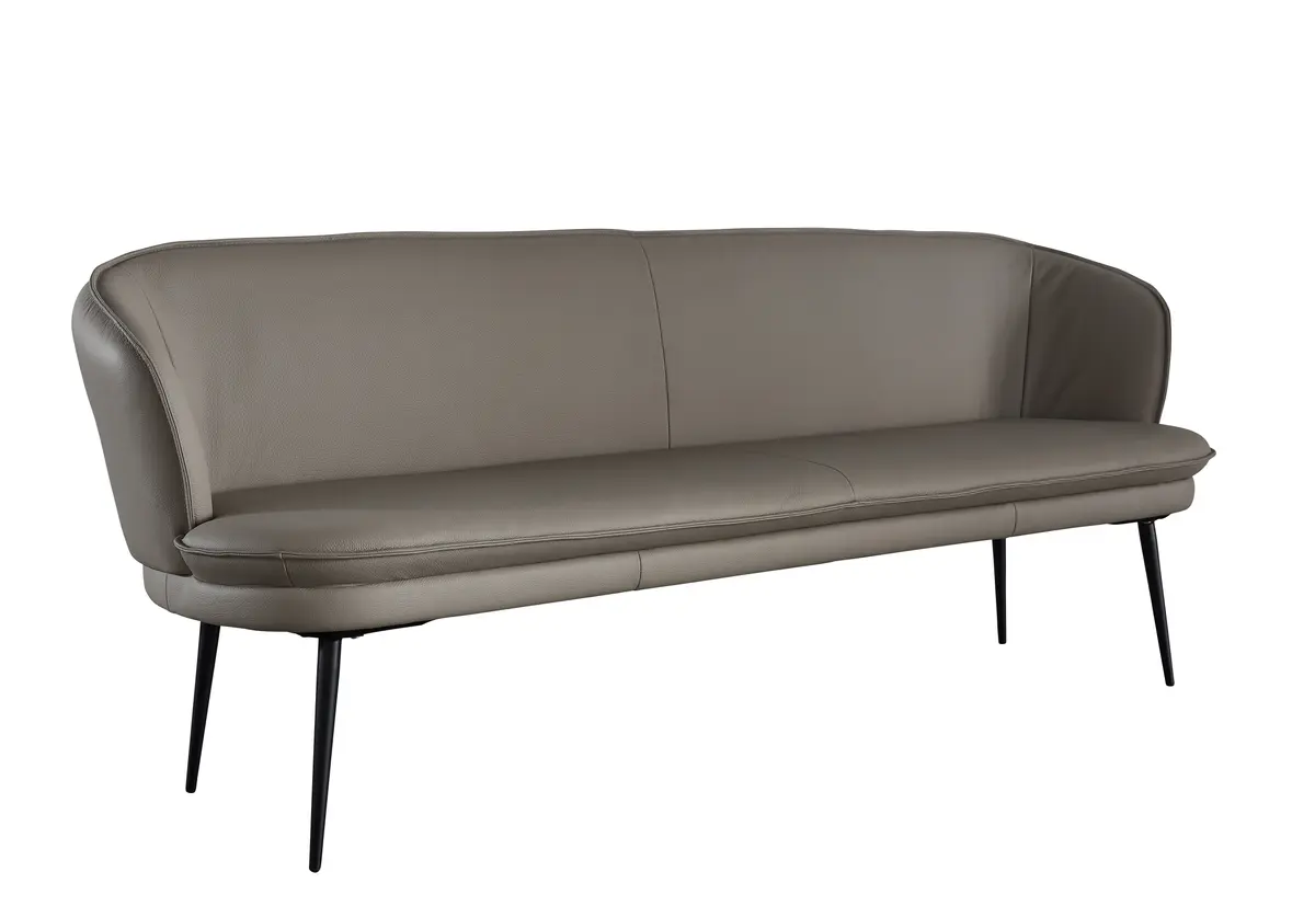 Polsterbank Calvia - Breite ca. 222 cm, Leder, Graubeige