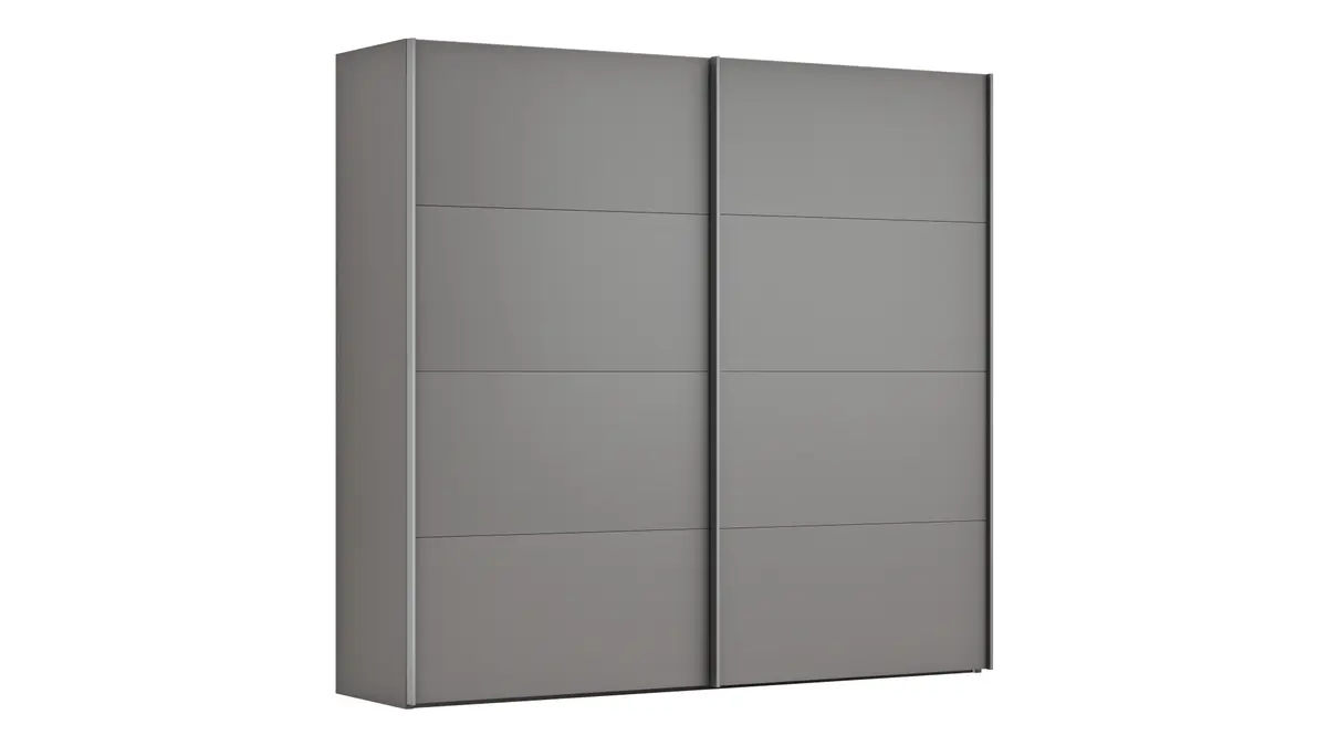 Schwebetürenschrank Viana - B ca. 241 cm, Lack, Steingrau
