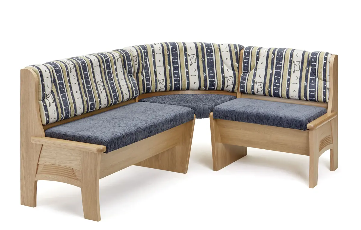 Eckbank - BT ca. 186x146 cm, Stoff, mehrfarbig, Blau