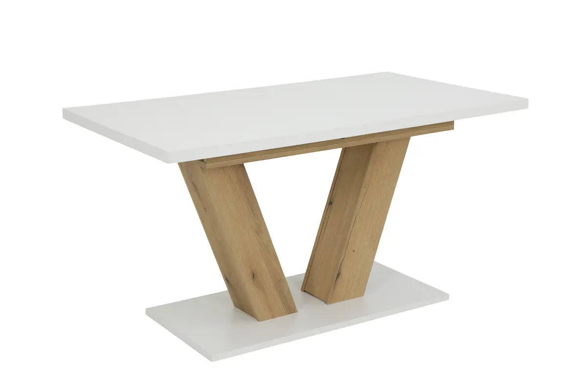 Esstisch - ausziehbar, LB ca. 140x90 cm, Weiß, Evoke Eiche Nachbildung