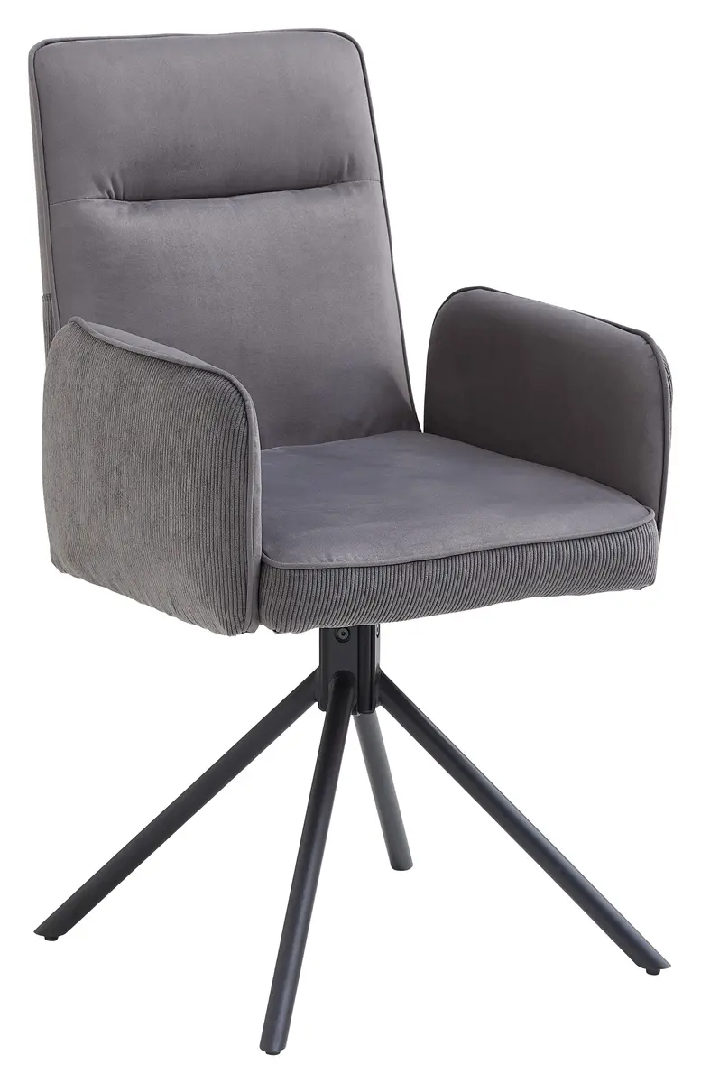 Armlehnstuhl - drehbar, Samt, Cord, Grau