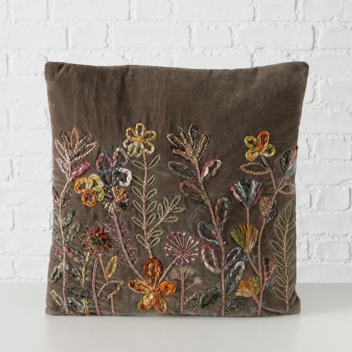 Deko-Kissen - B/L ca. 45x45 cm, Braun/Grün/Gelb