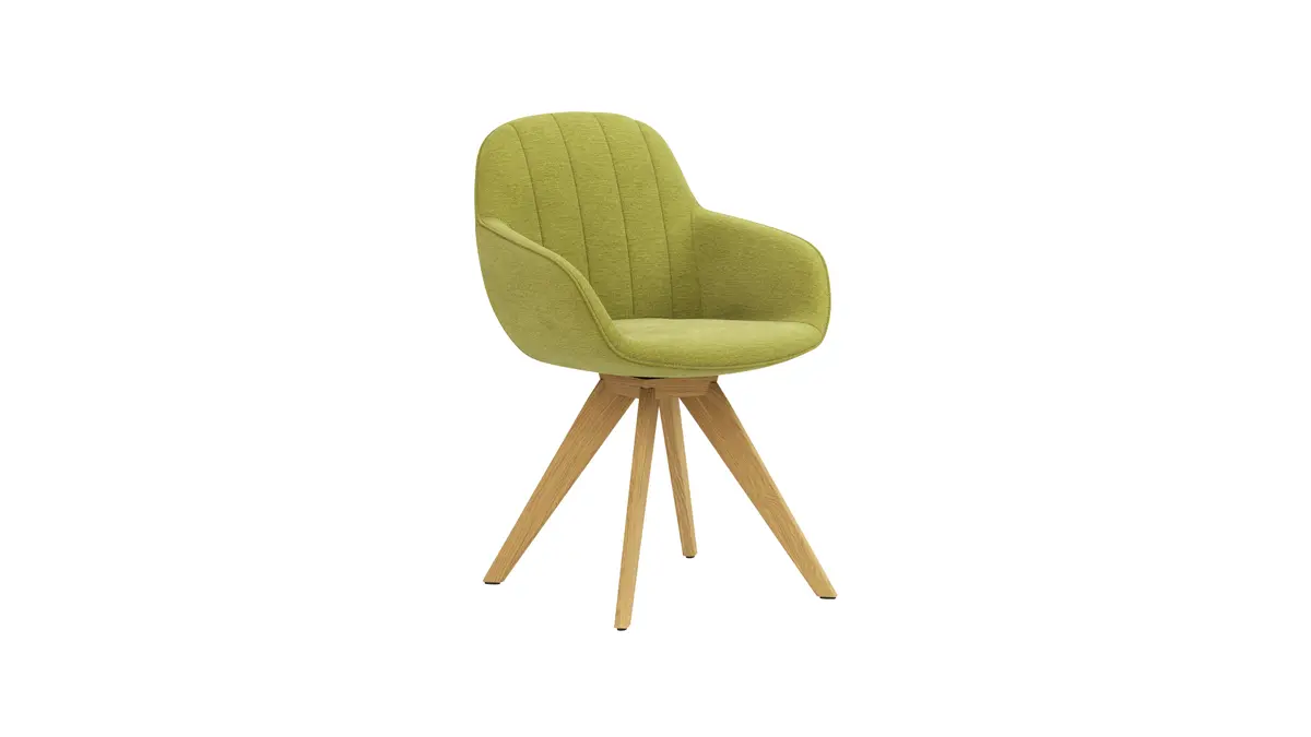 Polsterstuhl Dinner - drehbar, Stoff, Lichtgrasgrün