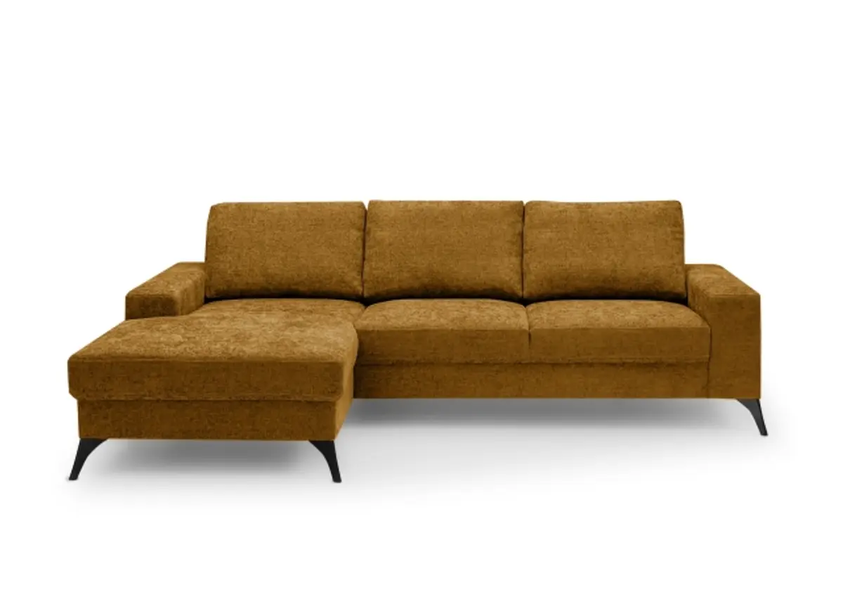 Ecksofa - Ecke links, 2-Sitzer, Stoff, Curry