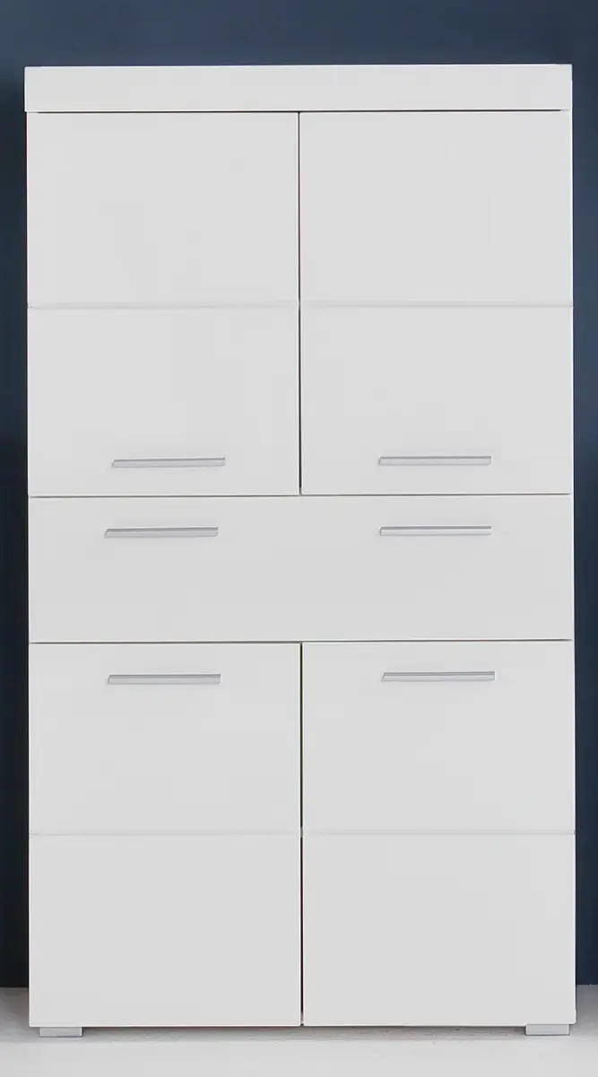 Highboard- B ca. 73 cm, Weiß, Weiß Hochglanz