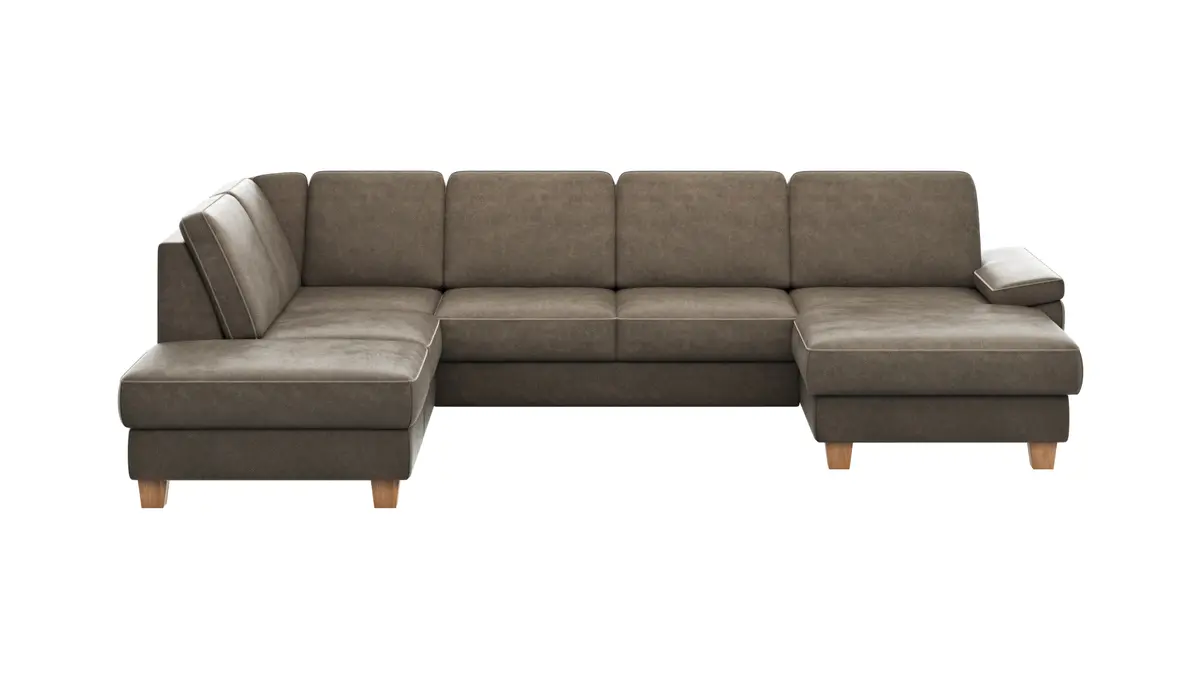 Wohnlandschaft Sommerville - Ecke links mit 2,5-Sitzer und Longchair rechts, Stoff, Braun