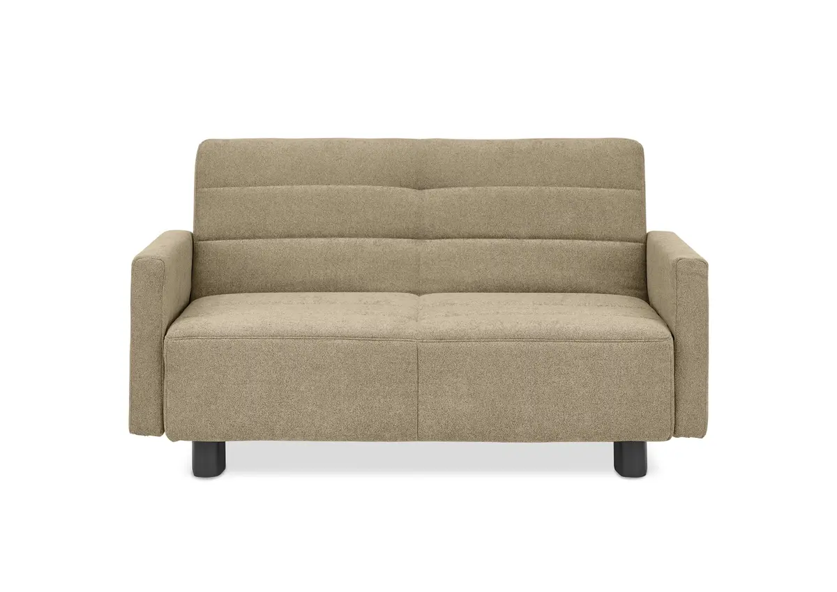  Faltsofa Easy - 2-Sitzer, ca. 140 cm inkl. Schlaffunktion/Topper/Armteil verstellbar, Stoff, Braun