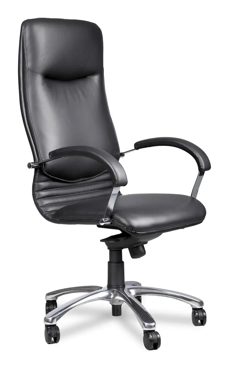 Chefdrehsessel - mit Armlehnen, Softleder, Schwarz