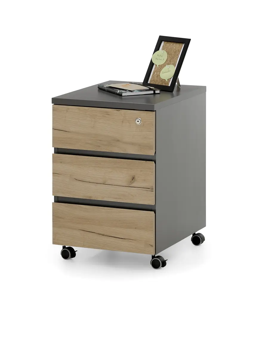 Rollcontainer GRIFFIN - Graphit, Eiche Nachbildung