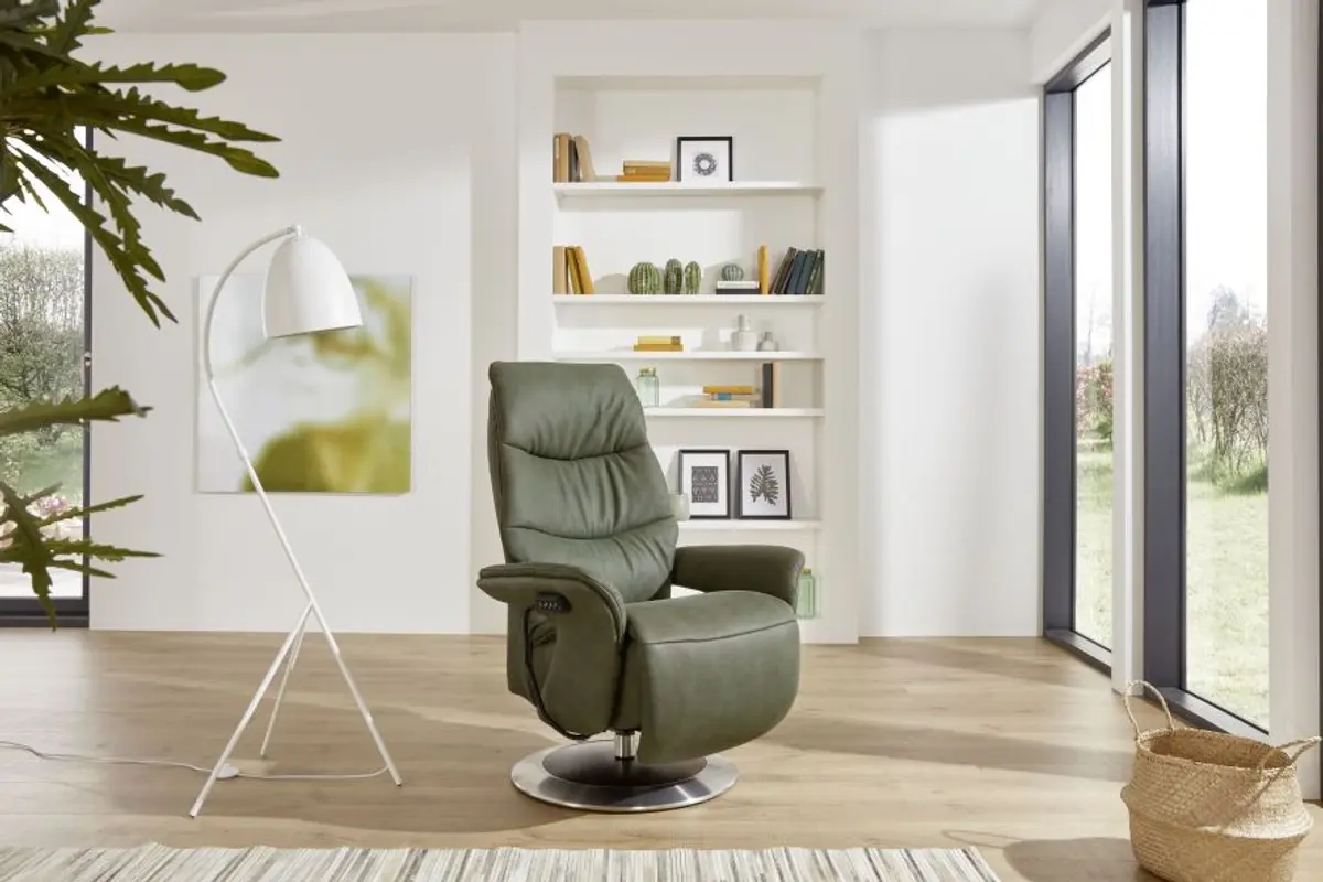 Fernsehsessel EM Erlangen - Relaxfunktion 1-motorisch, Leder, grün