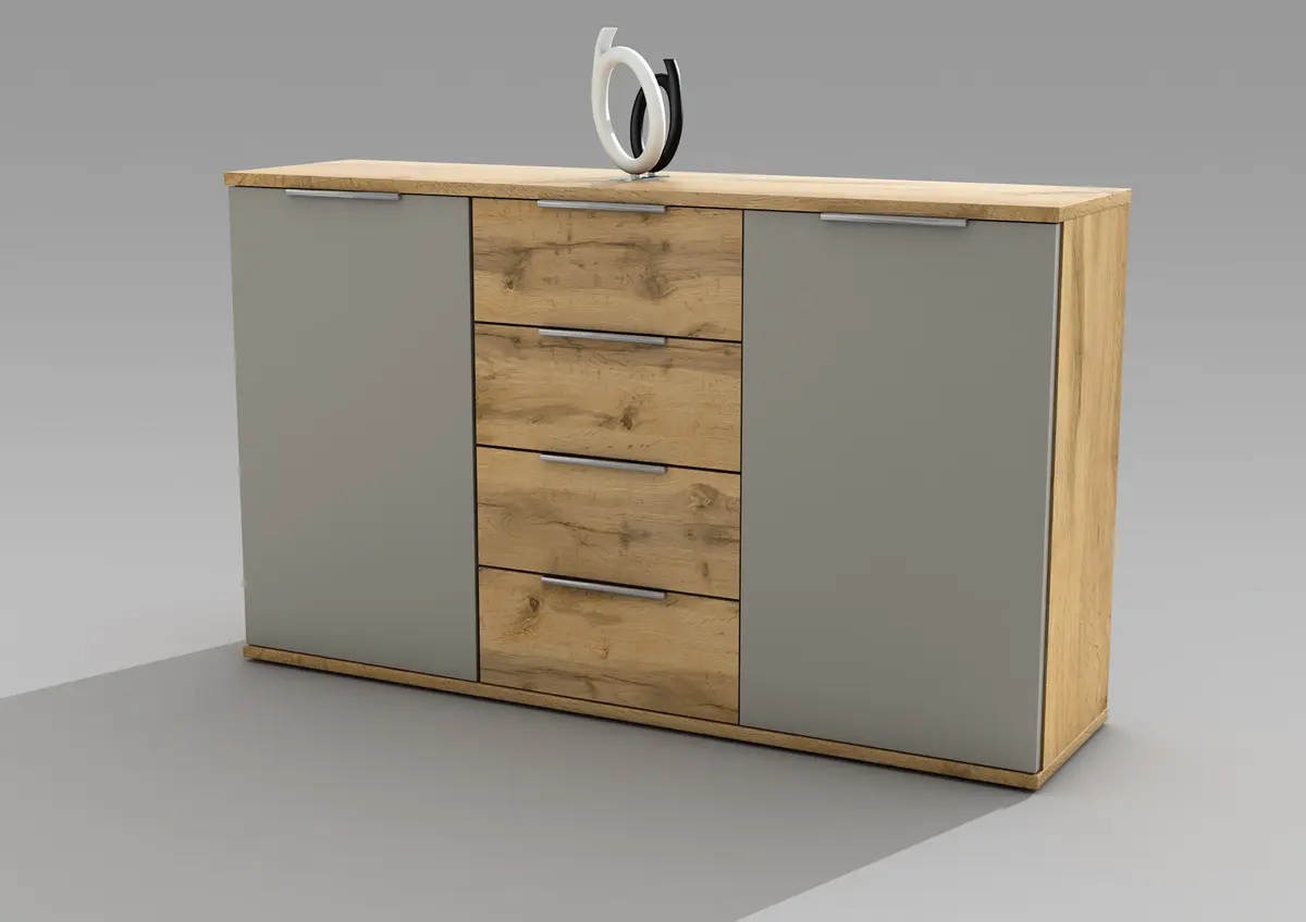 Kommode - Wildeiche, Basaltgrau