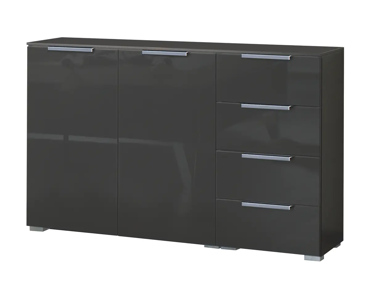 Kombikommode - B. ca. 120 cm, Farbglas Basalt