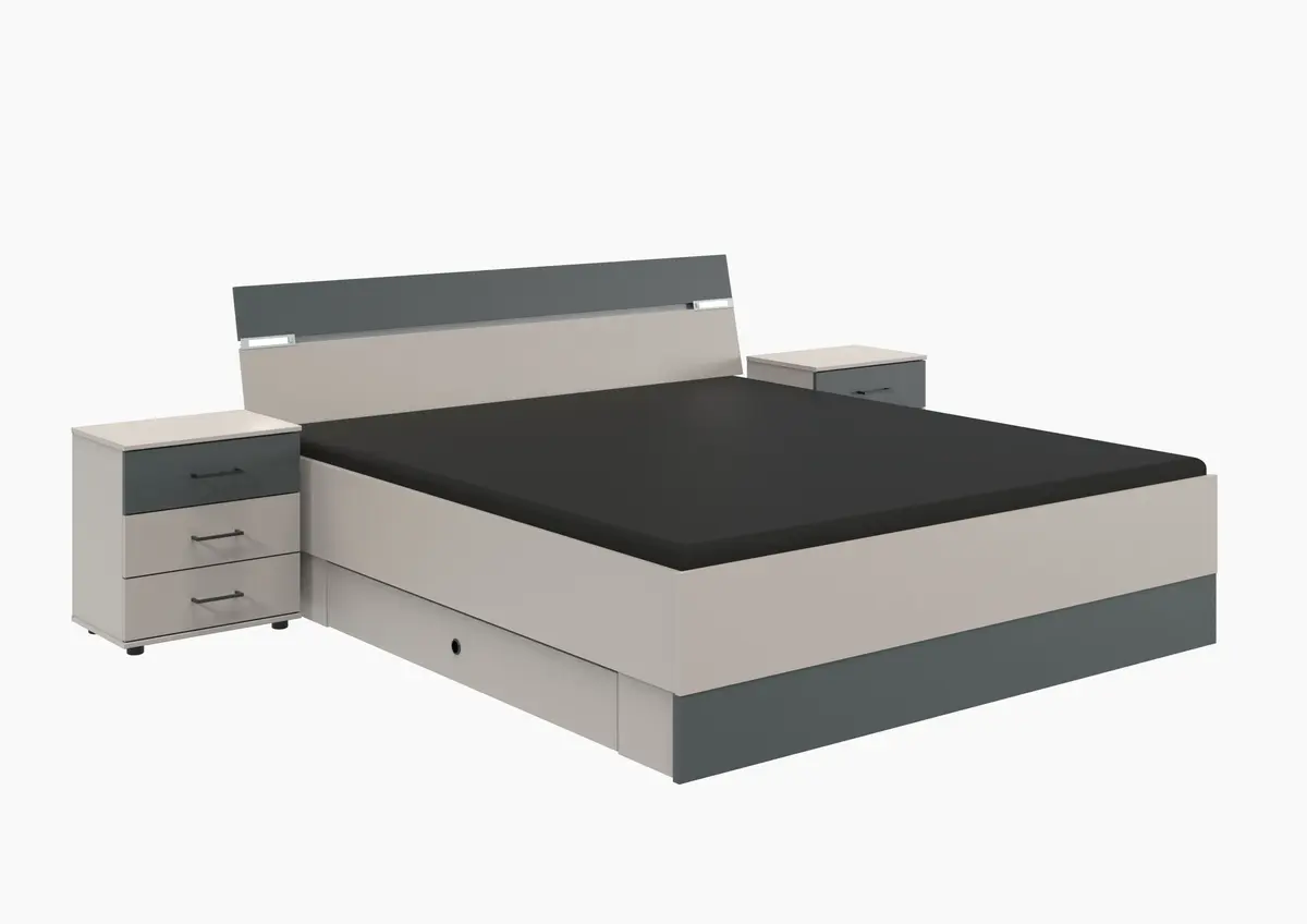 Bettanlage- Liegefläche ca, 180x200 cm, Hellgrau, Graphit