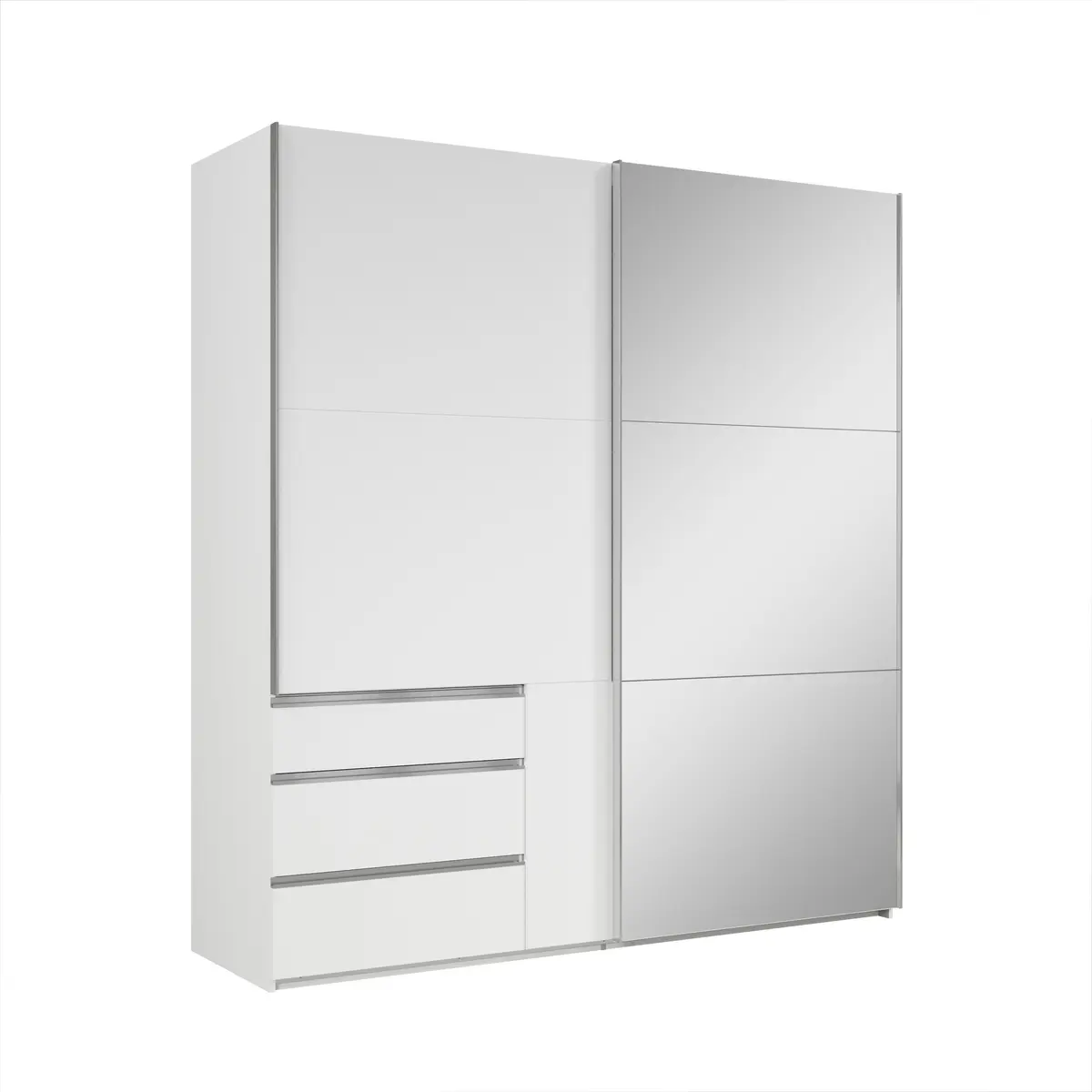  Schwebetürenschrank- B ca. 200 cm, Weiß, Spiegel