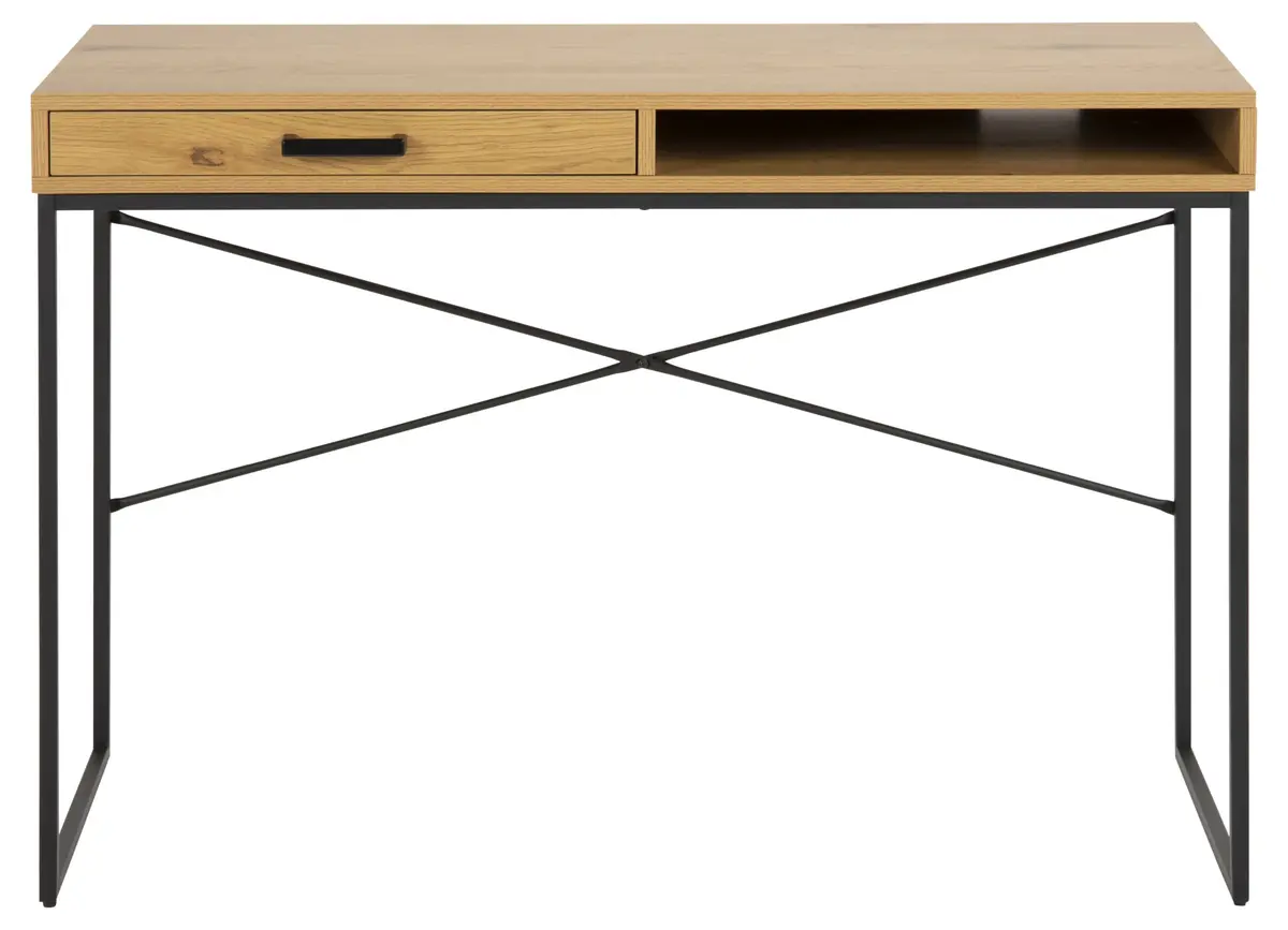 Konsol-/Homeoffice-Tisch - Wildeiche Nachbildung, Metall schwarz