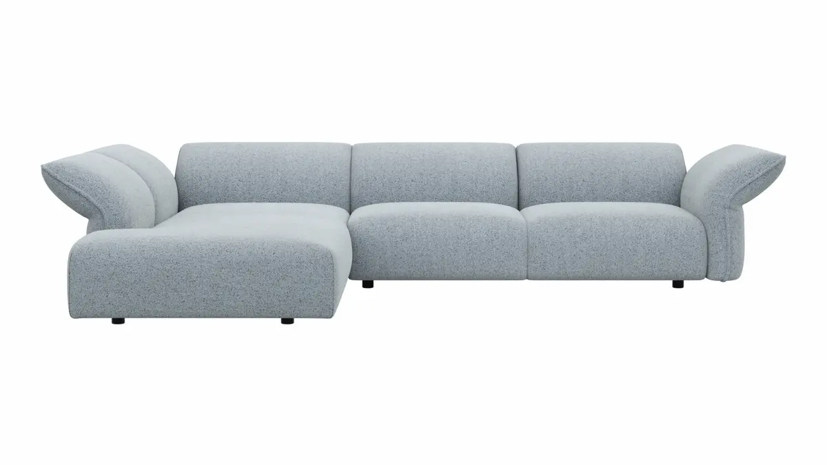 Ecksofa Motone - Ecke links mit 2,5-Sitzer, Stoff, Hellblau
