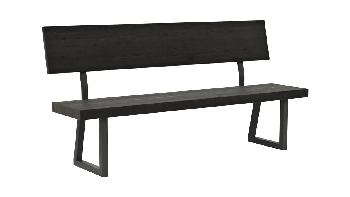 Holzbank Clifton - mit Rückenlehne, Breite ca. 180cm, Zerreiche massiv, smoked