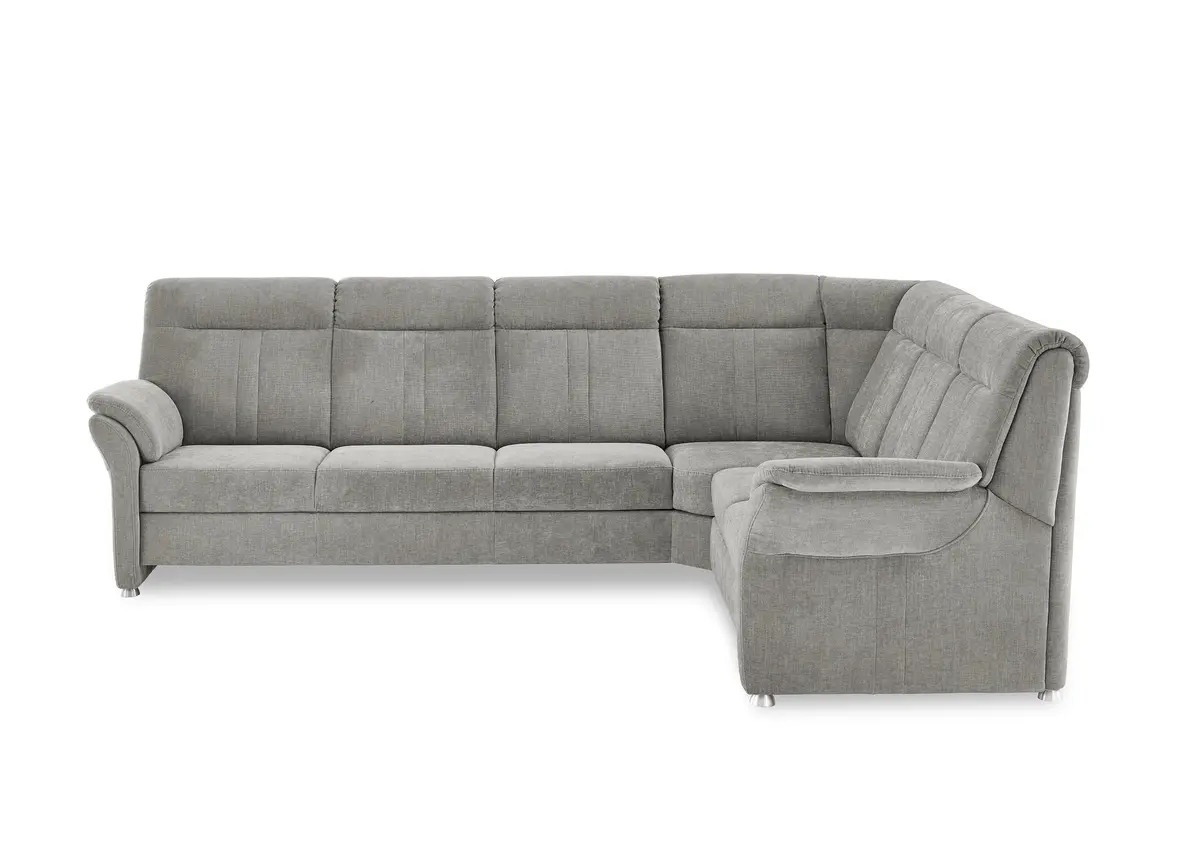 Ecksofa - 3-Sitzer mit Ecke rechts, Stoff, Grau