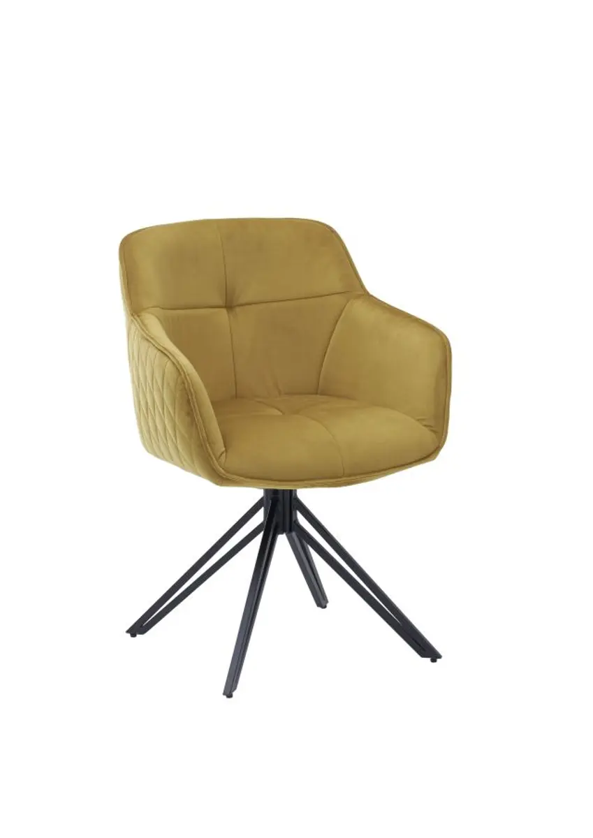 Armlehnstuhl - drehbar, Samt, Goldfarben
