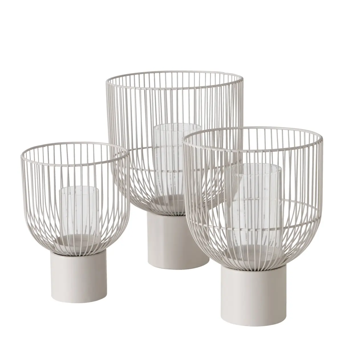 Windlicht - Eisen/Glas, Beige