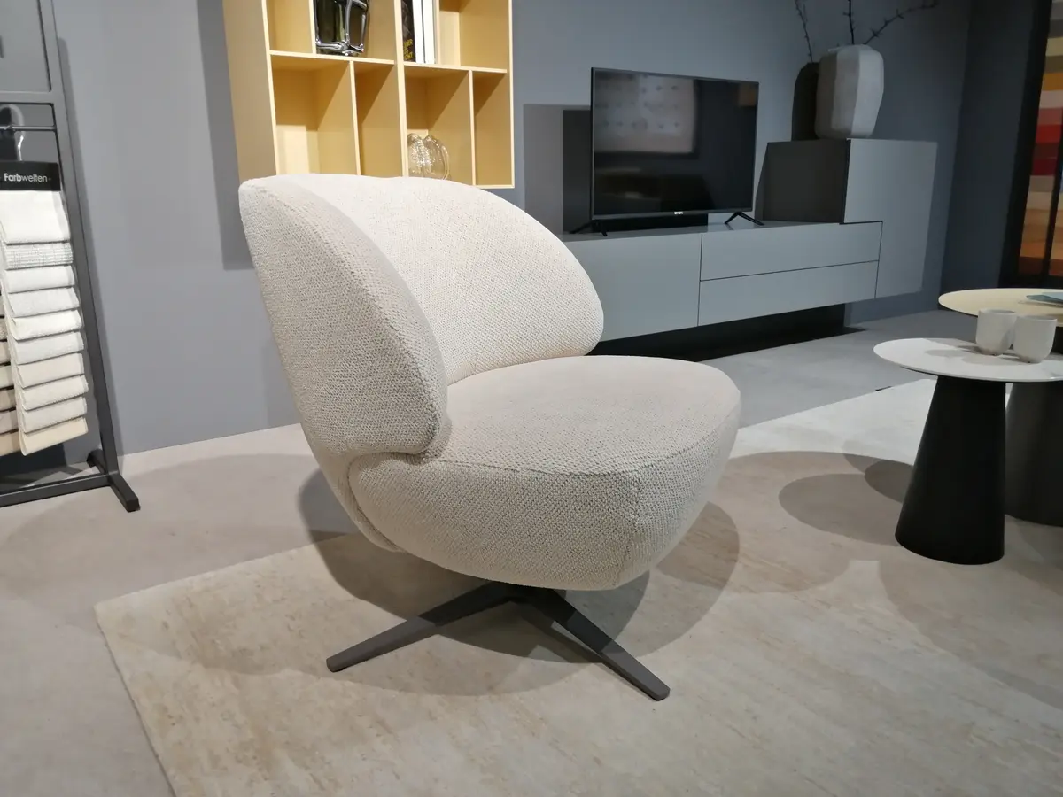 Sessel Caruso II - Drehbar, Stoff, Ecru