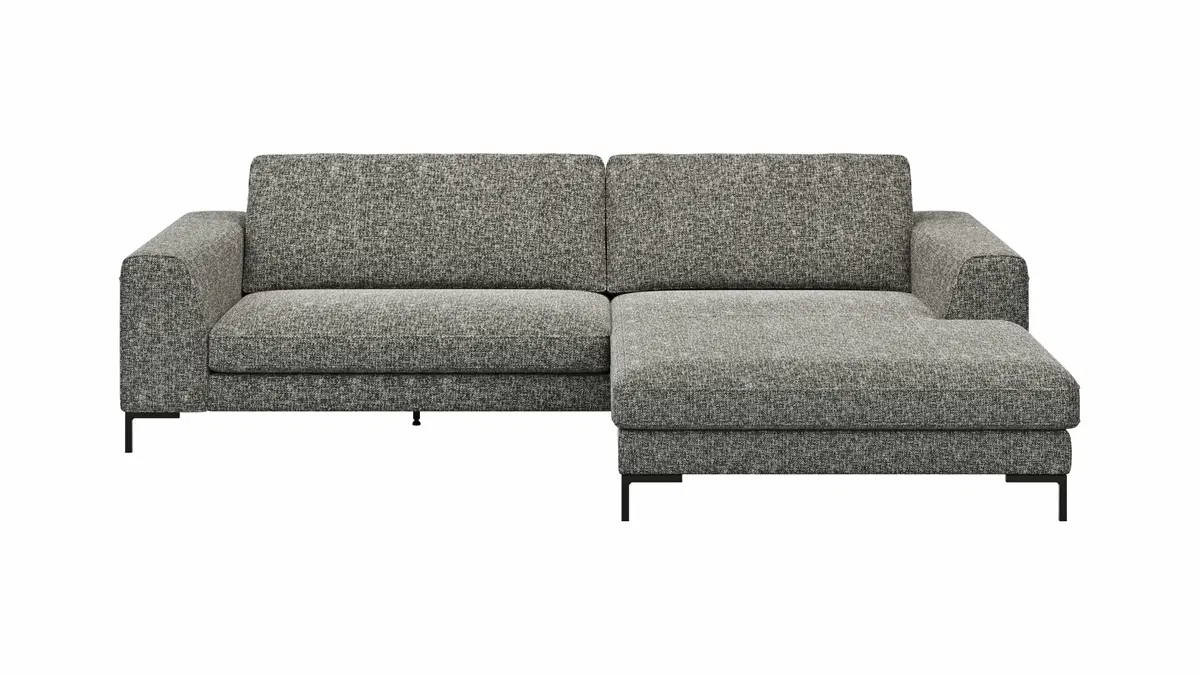 Ecksofa Solano - 1,75-Sitzer mit Longchair Rechts, Stoff, Dunkelgrau