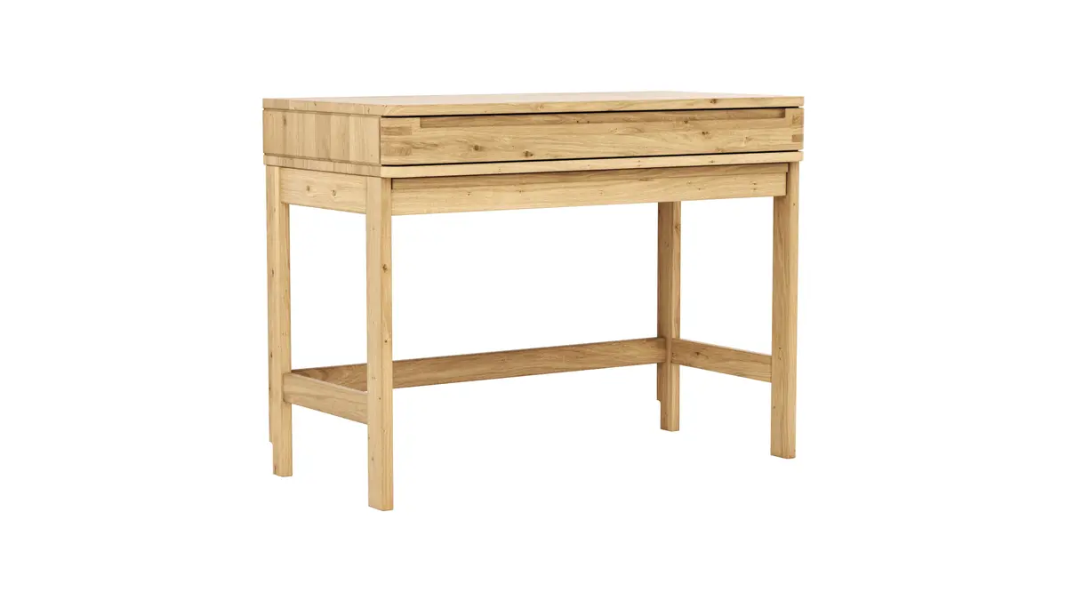 Homeoffice-Schreibtisch Cartago Soft - Wildeiche massiv, bianco geölt