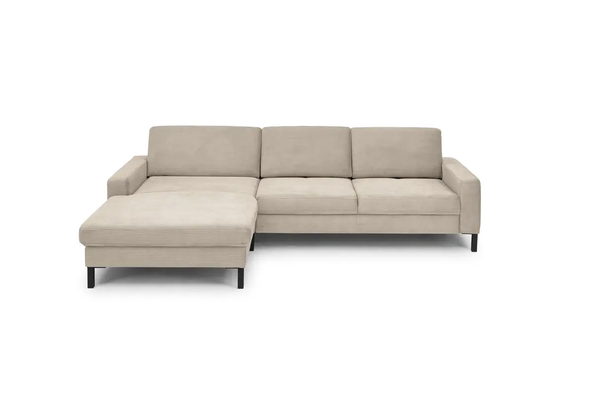 Ecksofa  CALM MOVE 2.0 - Longchair links mit 2,5-Sitzer, Feincord, Sand