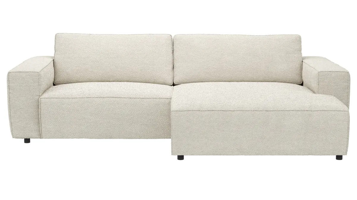 Ecksofa Lilaia - 1,5-Sitzer XL mit Chaise Longue XL rechts, Stoff, Creme