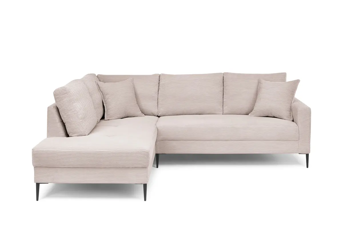 Ecksofa - Ecke links, 3-Sitzer, Stoff, Rosa