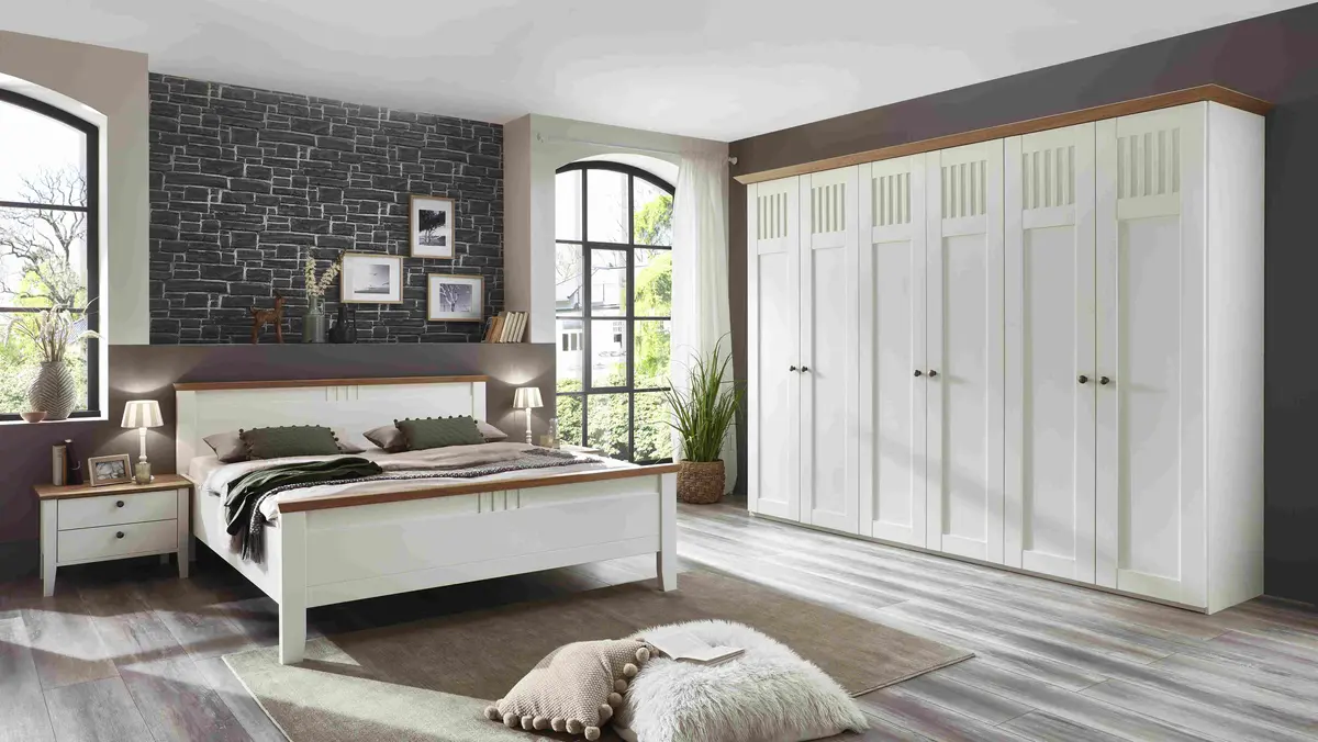 Schlafzimmer - Lack Weiß, Wildeiche